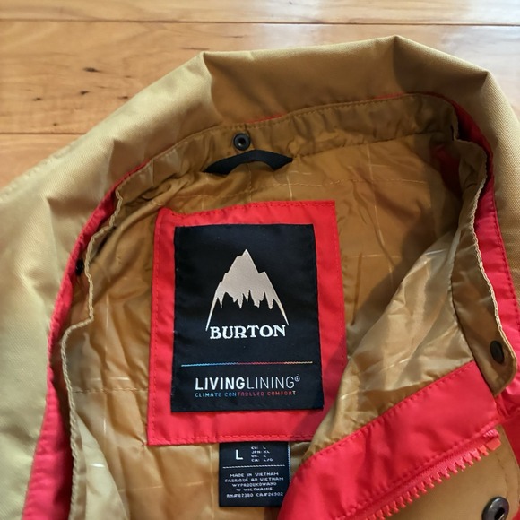 Red Burton Living Lining Ski / Snowboard Jacket Large Chore Collar Heavy Coat - Picture 4 of 8